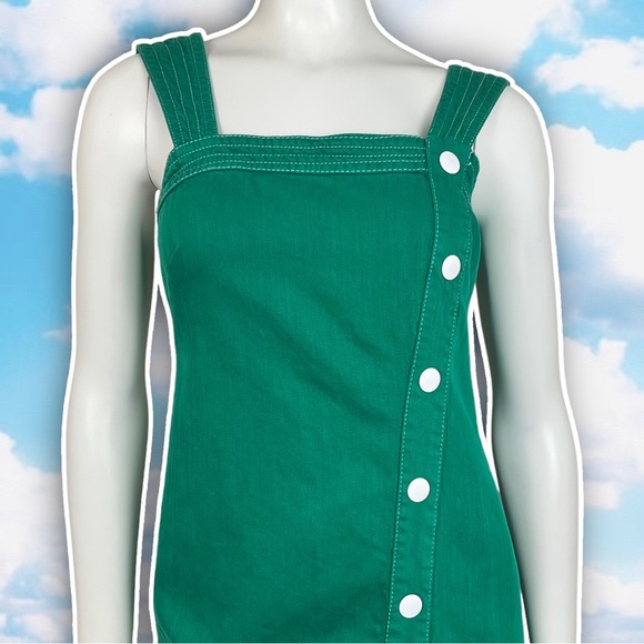 ANTHROPOLOGIE Maeve Elizabeth Button-Front Dress Green Christmas Retro Career - Picture 4 of 10